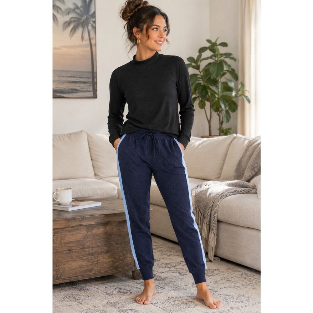 Chaser Mock Neck Ribbed Long Sleeve Top True Black